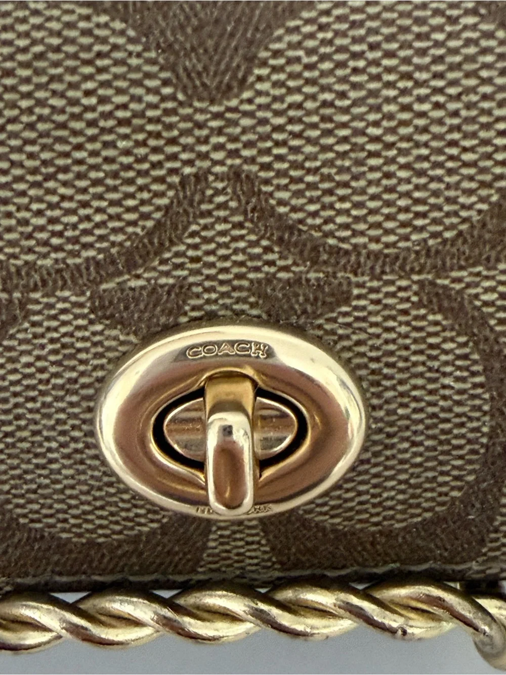 Coach Signature Canvas Turnlock Eye/Sun glass Case In Brown
